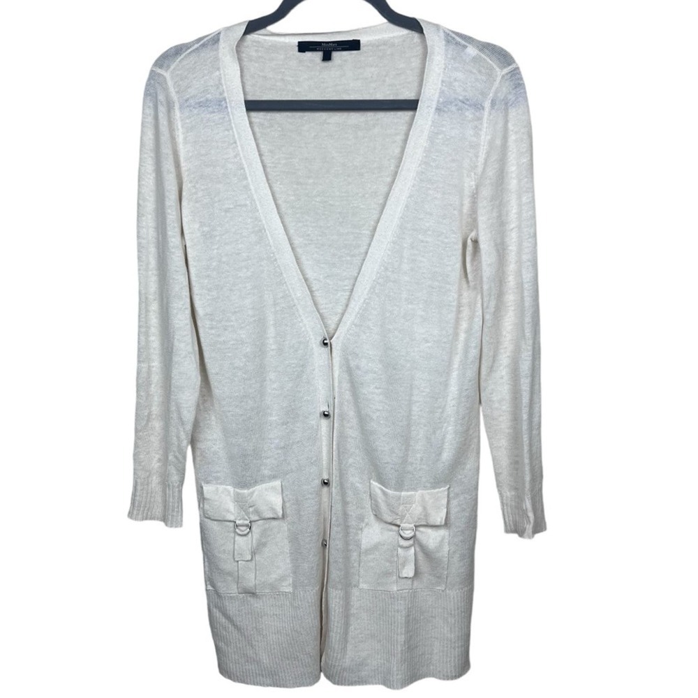 MaxMara Weekend Button Front Cardigan Sweater M Ivory Lightweight